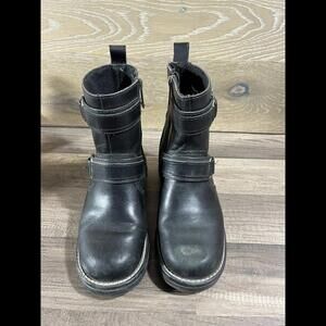 Harley Davidson Womens Black Leather Zip Motorcycle Boots 84009 US 6